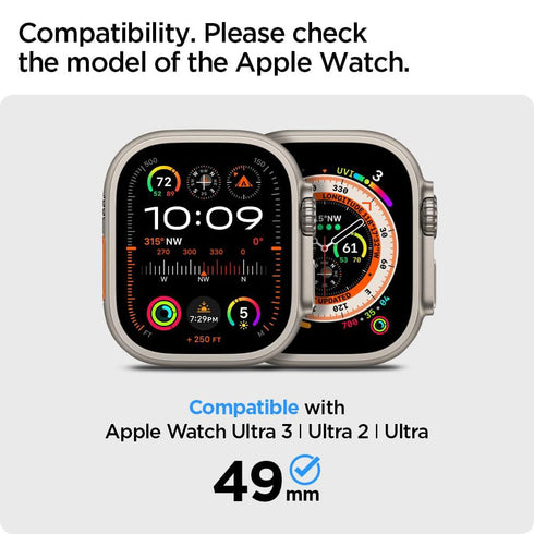 Spigen מגן מסך ל-Apple Watch Ultra 3/2/1 – GLAS.tR EZ Fit (2 יח׳)